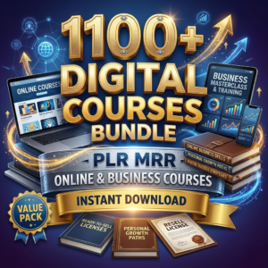 1100+ Business & Self-Help Course Bundle  Master Resell Rights (MRR) PLR Video Trainings Digital Products Library for Resell