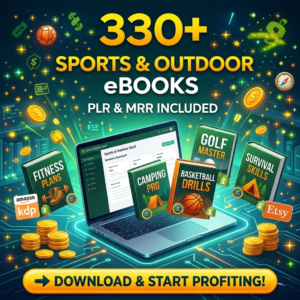 330+ Sports & Outdoor PLR eBook Bundle  Resell Rights, Digital Business Starter Kit (MRR Included)