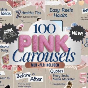 100 Aesthetic Pink Instagram Carousel Templates  Canva PLR MRR  DFY Digital Product to Resell