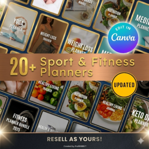 Ultimate Fitness Planner Bundle  20+ PLR MRR Templates for Resell  Workout, Yoga & Weight Loss Trackers