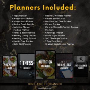 Ultimate Fitness Planner Bundle  20+ PLR MRR Templates for Resell  Workout, Yoga & Weight Loss Trackers